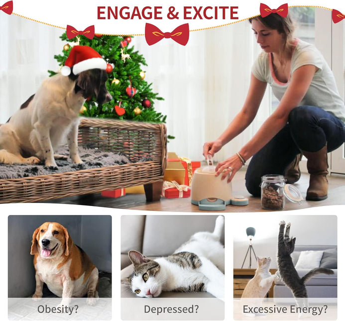PETGEEK Automatic Dog Treat Dispenser with Button - Puzzle Memory Training Feeder