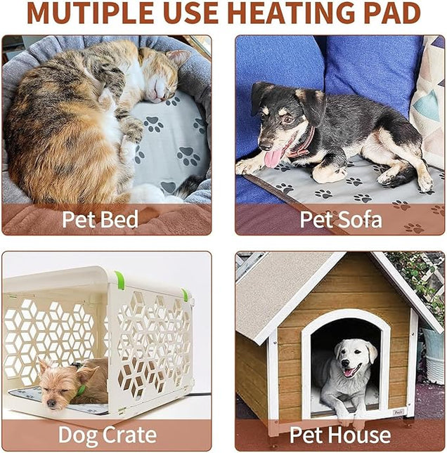Pet Heating Pad for Dog Cat - 45x45cm Small Heated Pet Bed with Overheating Protect & Bite Resistance Cable