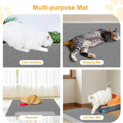 XL 70x58cm Cat Litter Mat – Double Layer Litter Trapping Mat with Cleaning Brush