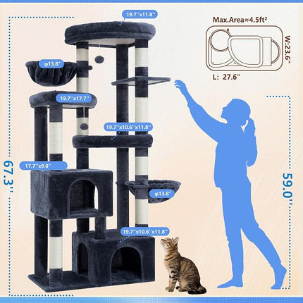 Hey-brother Cat Tree Tower with Tiered Padded Platforms, Condos, MPJ084G
