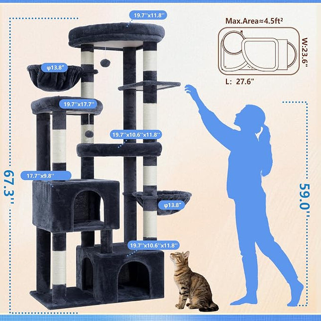 Hey-brother Cat Tree Tower with Tiered Padded Platforms, Condos, MPJ084G