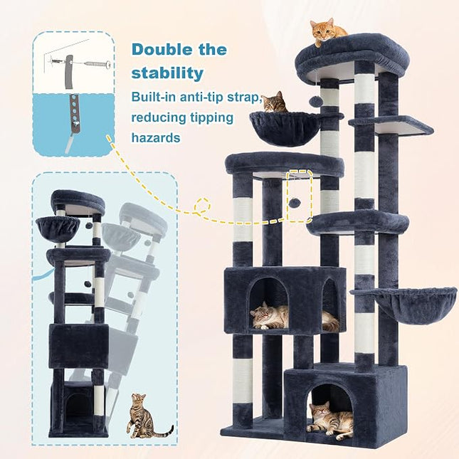 Hey-brother Cat Tree Tower with Tiered Padded Platforms, Condos, MPJ084G