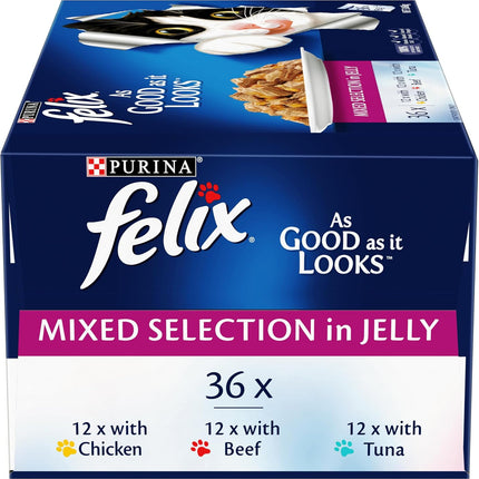 FELIX As Good As It Looks Adult Wet Cat Food Mixed Selection in Jelly 36x85g