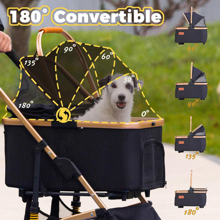 Dog Stroller for Small Medium Dogs Up to 50lbs, Lightweight Pet Stroller for Dogs Cats with 6 Shock Absorption System, Detachable Carrier Suitable for Car Seat & Hand Carry, Safe Outings