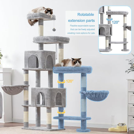 Hey-brother Cat Tree Tower with Stable Extended Base, 3 Platforms, MPJ038W