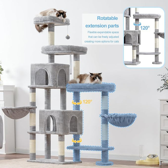 Hey-brother Cat Tree Tower with Stable Extended Base, 3 Platforms, MPJ038W