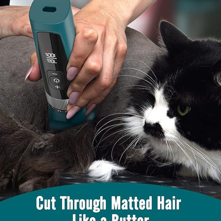 oneisall Cat Clippers for Matted Hair, 5-Speed Quiet Cat Grooming kit, Cordless(Green)