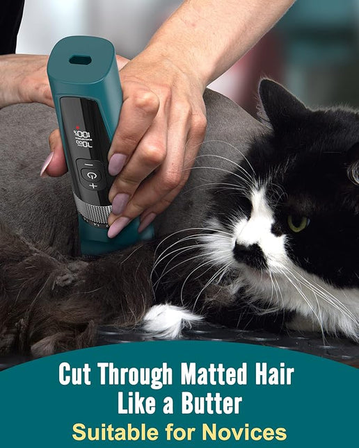 oneisall Cat Clippers for Matted Hair, 5-Speed Quiet Cat Grooming kit, Cordless(Green)