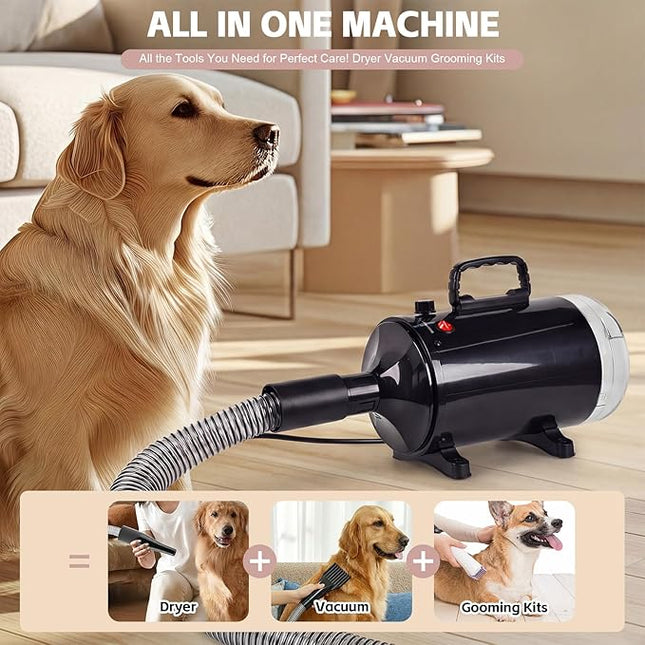 Advwin 3-in-1 Pet Dryer & Grooming Vacuum & Clipper, 2000W High-Speed Blower