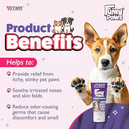 Zymox Funky Paws - Paw, Nose & Fold Cream for Dogs & Cats - Veterinary Strength - 90g