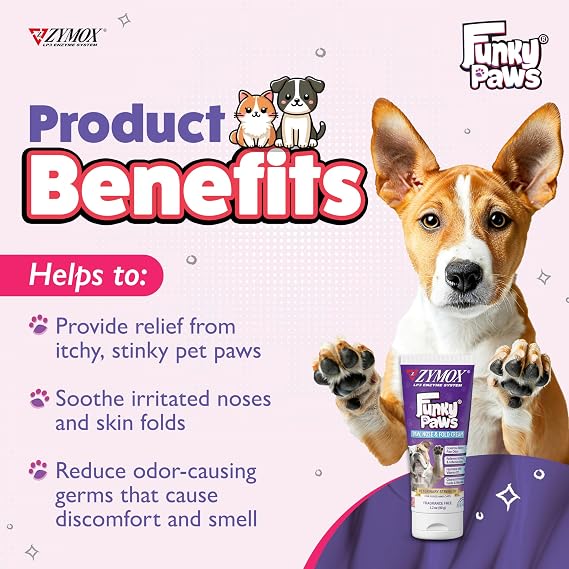 Zymox Funky Paws - Paw, Nose & Fold Cream for Dogs & Cats - Veterinary Strength - 90g