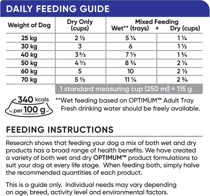 OPTIMUM Adult Large Breed Dry Dog Food with Chicken, Vegetables & Rice 15kg Bag