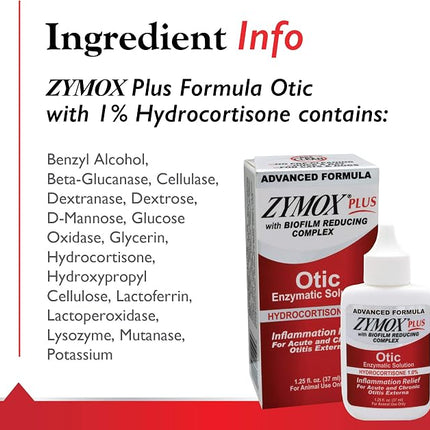 Zymox Advanced Formula Otic Plus Enzymatic Ear Solution for Dogs and Cats