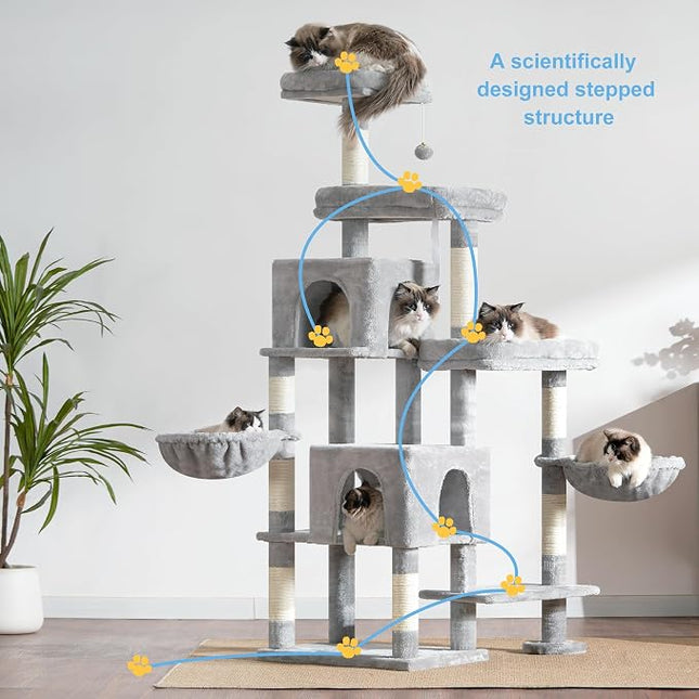 Hey-brother Cat Tree Tower with Stable Extended Base, 3 Platforms, MPJ038W