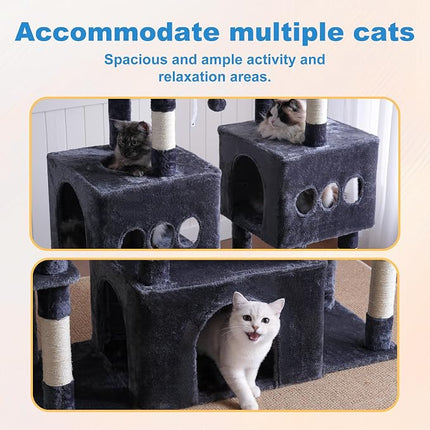 Hey-brother Cat Tree Tower with Sturdy Wide Base, Large Platforms, MPJ083G