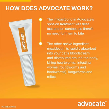 Advocate Cat, Monthly Spot-On Protection from Fleas, Heartworm and Worms,1 Pack