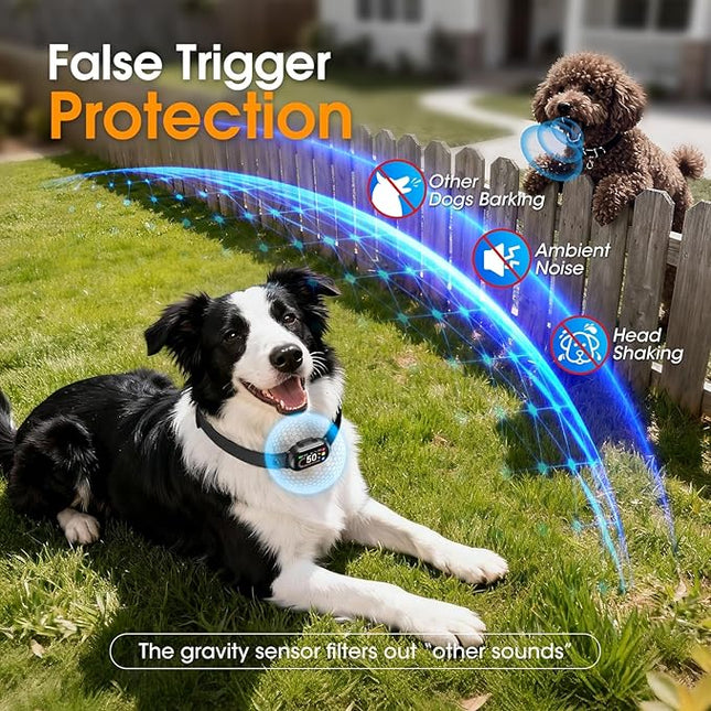Dog Bark Collar for Small Medium Large Dogs 10-100lbs, Automatic Bark Device with Anti-False Trigger & Bark Count Tracking