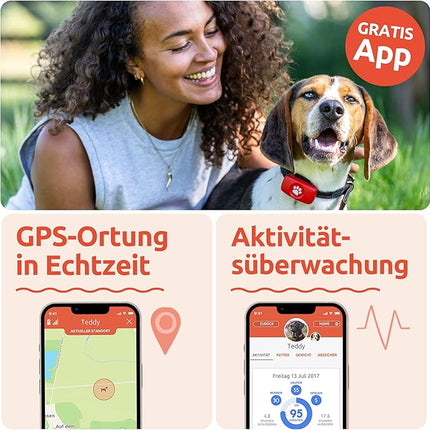 PitPat Dog GPS Tracker -Twin Pack Black and Red - Track 2 Dogs - No Subscription Required - Suitable for All Dogs and Fits All Collars - Smart Activity Tracker, Satellite Tracking with Unlimited Range