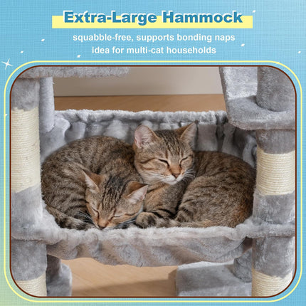 Hey-brother Cat Tree Tower with 3 Condos, Step Climbing Pathway MPJ081W