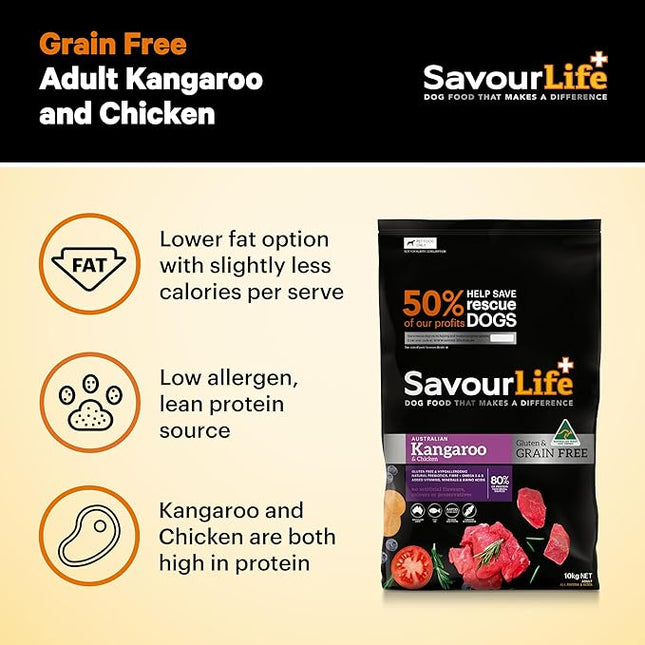 SavourLife Grain Free, Dog Food, Kangaroo & Chicken - High Protein, 2.5kg