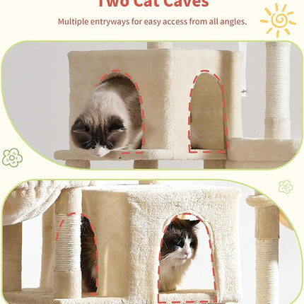 Hey-brother Cat Tree Tower with Stable Extended Base, 3 Platforms, MPJ038M
