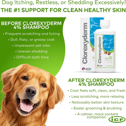 Clorexyderm 4% Chlorhexidine Dog Shampoo, Deep Cleansing Coat Wash, 200 ml