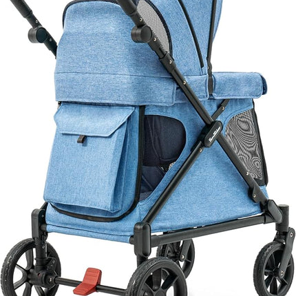 Familidoo Q1 2.0 Multi-Use Wagon Stroller – Ultra Lightweight Folding Wagon for Kids & Pets - All-Terrain Wheels, Includes Canopy, Mosquito Net & Rain Cover (Denim Blue)