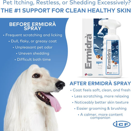Ermidra Dog & Cat Skin Spray, No-Rinse Rehydrating Leave-In, 300 ml