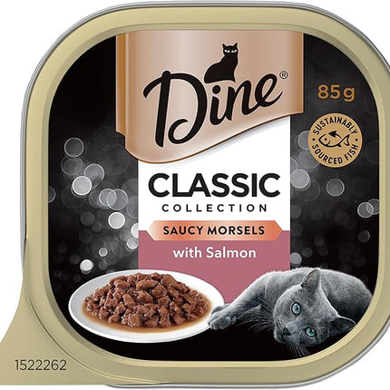 Dine Classic Collection Wet Cat Food Salmon Saucy Morsels 85g Tray, 42 Pack