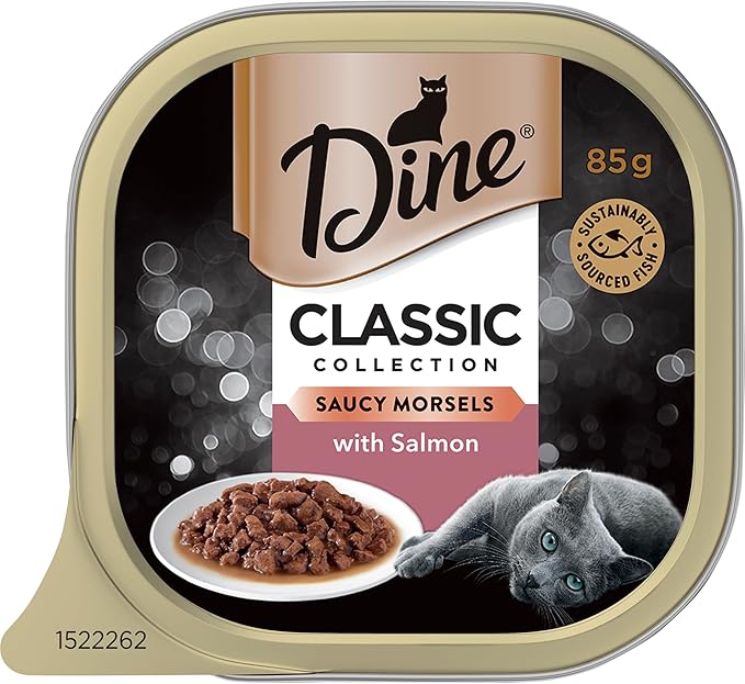 Dine Classic Collection Wet Cat Food Salmon Saucy Morsels 85g Tray, 42 Pack