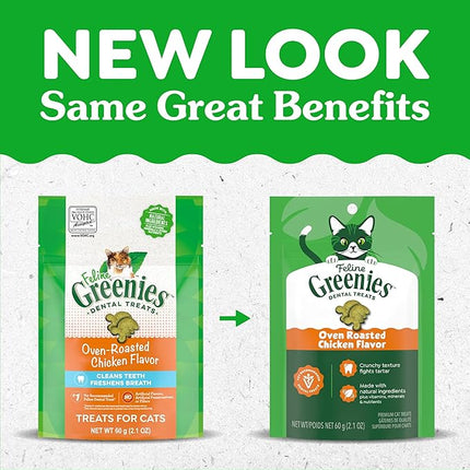 GREENIES Feline Dental Cat Treats Oven-Roasted Chicken Flavour 60g