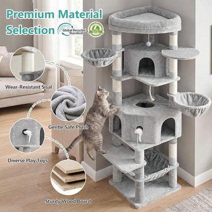 Cat Tree, 81.1" Skyward Corner Cat Tower for Large Cats VCT031W