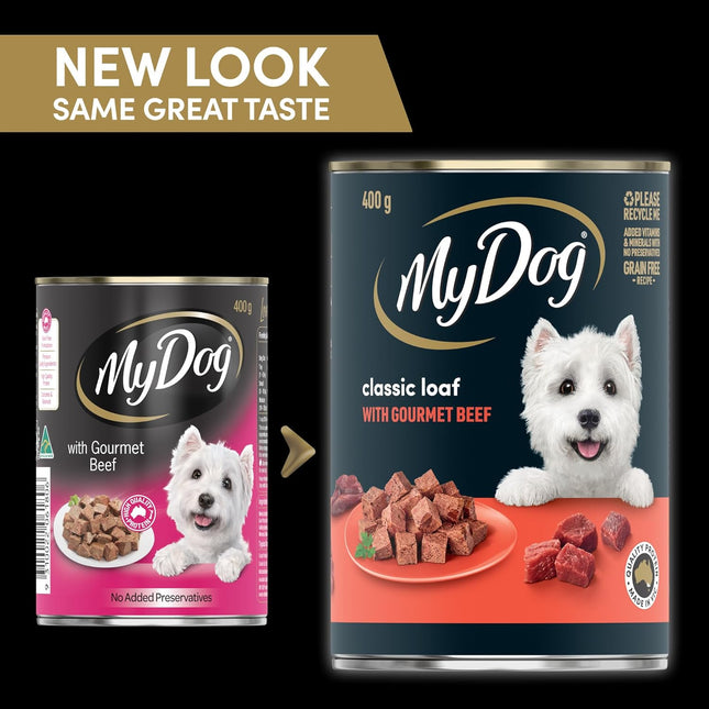 MY DOG Adult Wet Dog Food Gourmet Beef 400g Can, 24 Pack