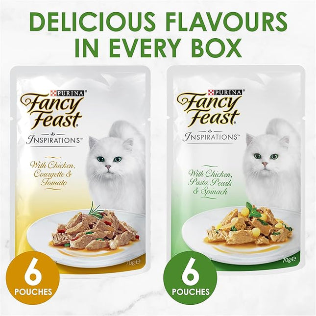 Fancy Feast Inspirations Adult Wet Cat Food Chicken Variety Pack 24x70g