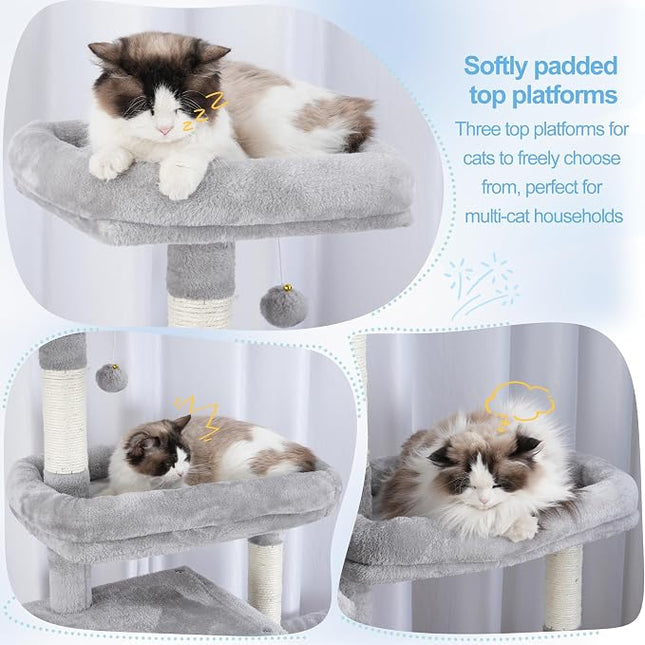 Hey-brother Cat Tree Tower with Stable Extended Base, 3 Platforms, MPJ038W
