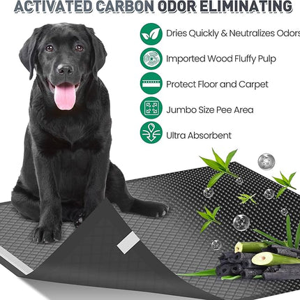 Activated Charcoal Pee Pad for Dogs 36" x 36", 32 Count，Extra Large, Super Absorbent, Leakproof and Odor Resistant