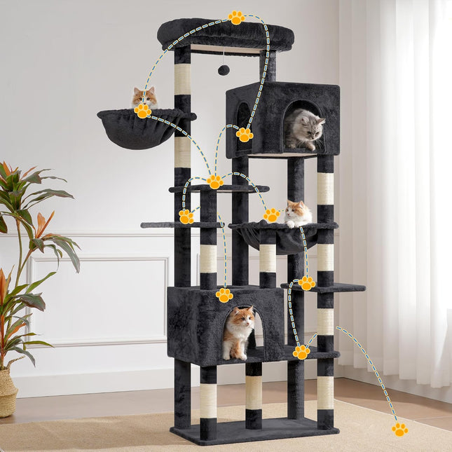 Heybly Cat Tree, 76-Inch Tall Heavy Duty Cat Tower for Big Cats HCT039G