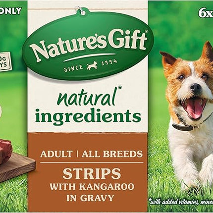 Nature's Gift Adult Wet Dog Food, Strips with Kangaroo in Gravy 6x100g (Pack of 2)