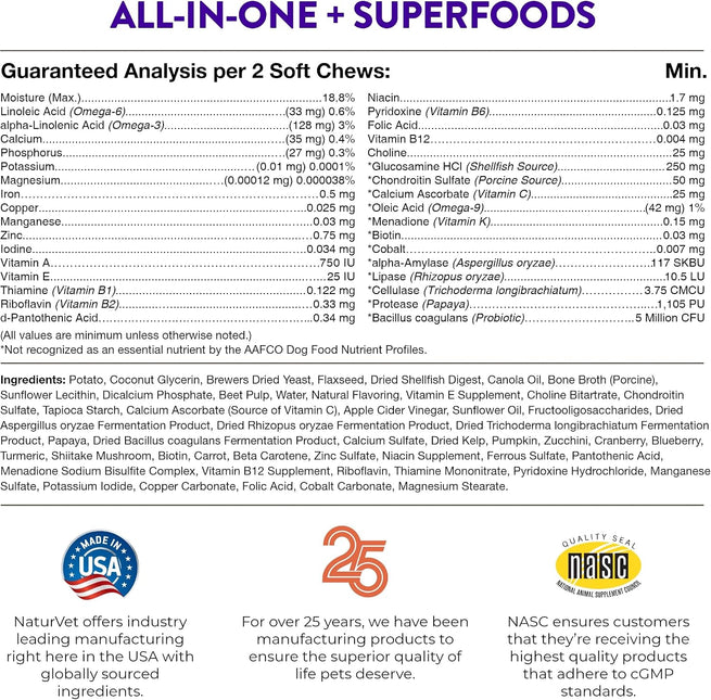 Evolutions by NaturVet All-in-One + Superfoods 180ct Soft Chews for Dogs