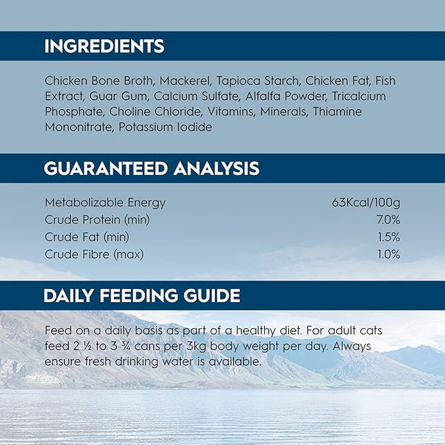 Trilogy Bone Broth Adult Wet Cat Food, Wild Caught Mackeral 24x85g