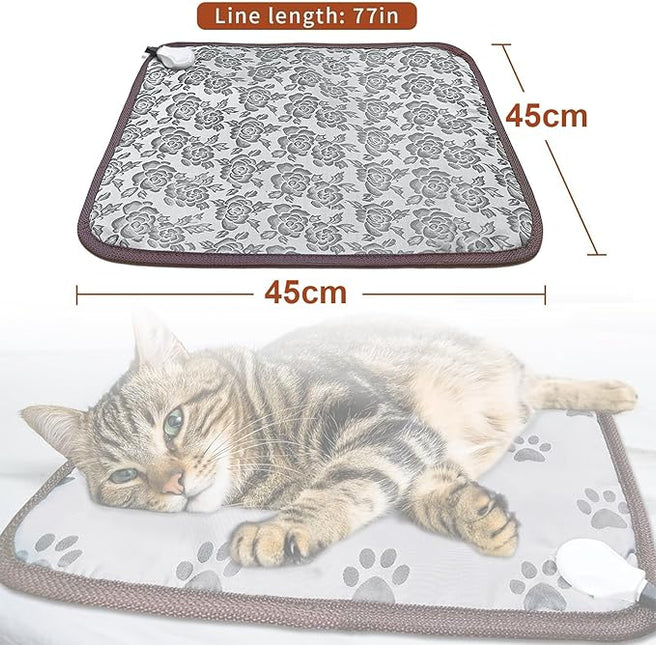 Pet Heating Pad for Dog Cat - 45x45cm Small Heated Pet Bed with Overheating Protect & Bite Resistance Cable
