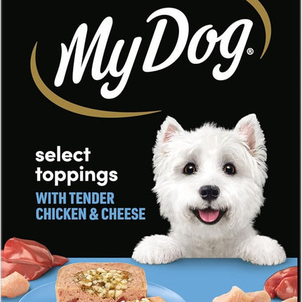 MY DOG Adult Wet Dog Food Chicken Supreme With Cheese Select Toppings 100g Tray, 36 Pack