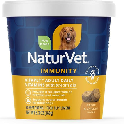 NaturVet VitaPet Adult Daily Vitamins with Breath Aid for Dogs - 60 Ct