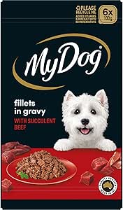 MY DOG Adult Wet Dog Food With Succulent Beef Fillets in Gravy 100g Tray, 36 Pack
