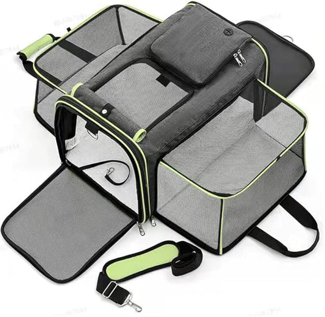 2 Sides Travel Expandable Pet Carrier Bag (Large), Airline Approved Soft-Sided Cat Carrier