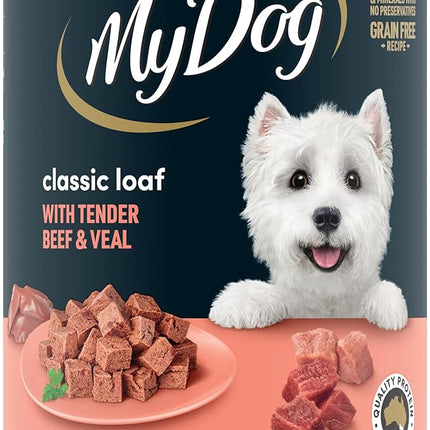 MY DOG Adult Wet Dog Food Beef and Veal, Small/Medium, 400g Can, 24 Pack