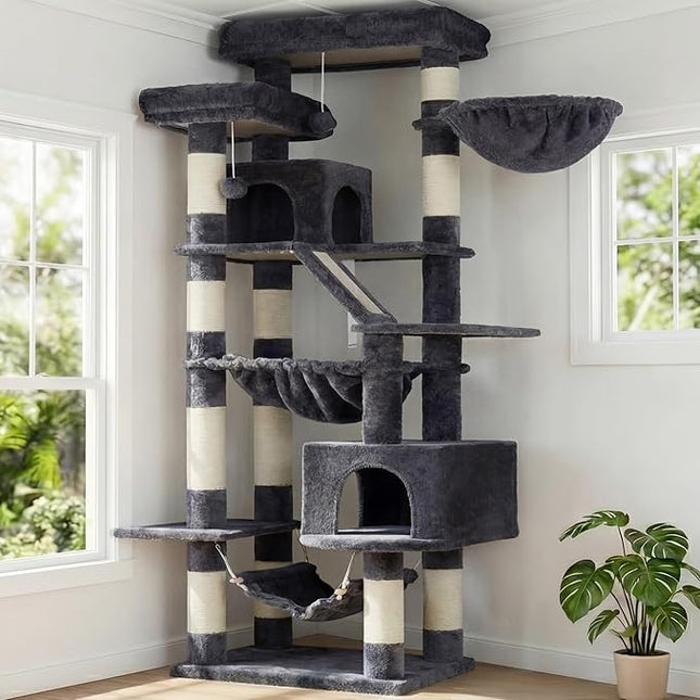 Heybly Cat Tree, 71-Inch-Tall Tower for Indoor Cats with 2 Perches HCT034G