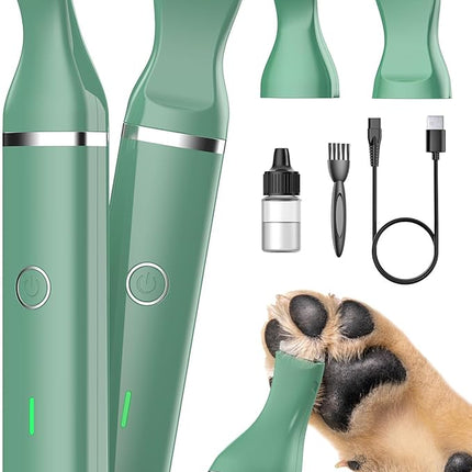 oneisall Dog Clippers with Double Blades,Cordless Small Pet Hair Grooming Trimmer,Low Noise for Trimming Dog's Hair Around Paws, Eyes, Ears, Face, Rump (Green)