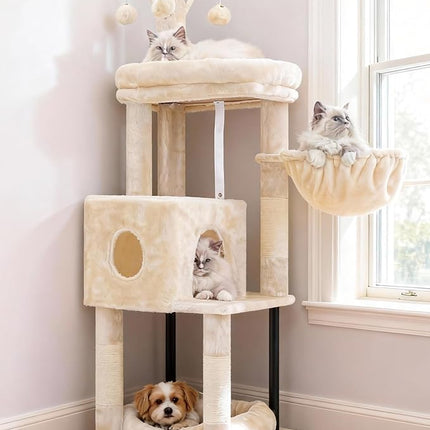 Heybly Cat Tree, 45.3" Cat Tower for Indoor Cats with Large Perch HCT202SM | Beige