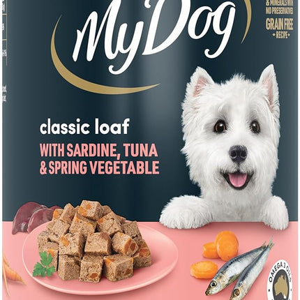 MY DOG Adult Wet Dog Food Sardines, Tuna and Spring Vegetable 400g Can, 24 Pack